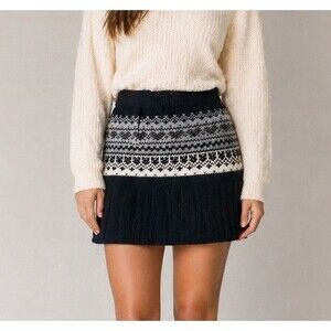 Iisli Wool Fair Isle Pleated Mini Skirt Womens Sz 8 Heartbreaker Nordic Coquette